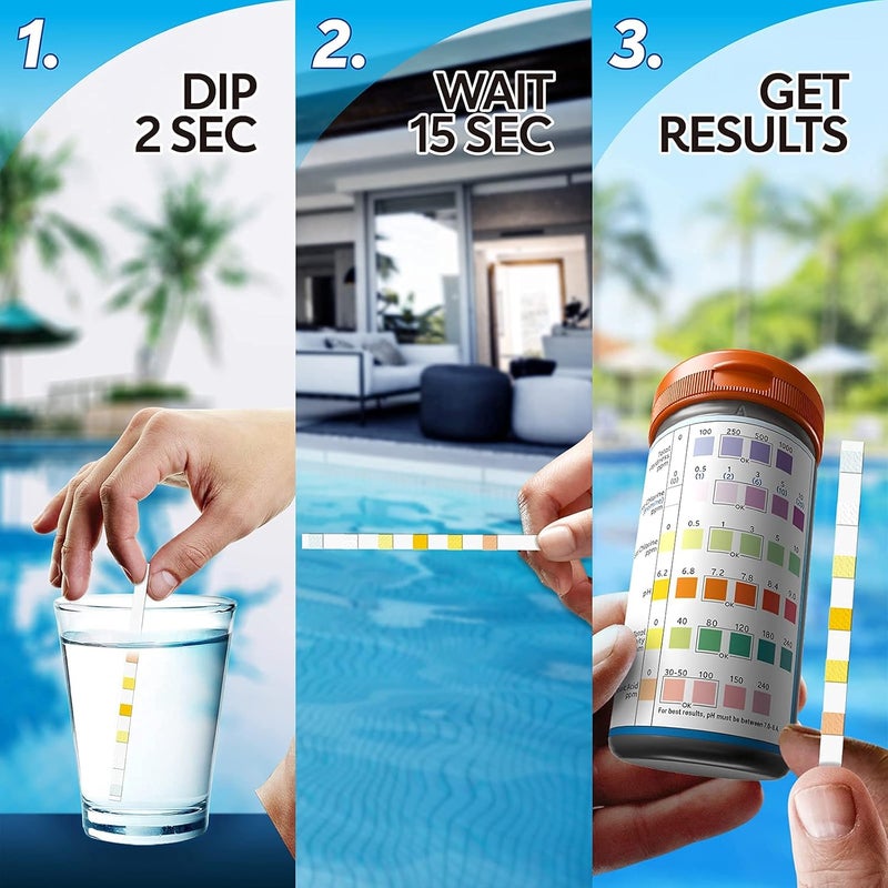 Dr.Tim.Wang Pool and Hot Tub Test Strips - Medical-Grade Precision 7-1 Pool Test Kit - Testing pH, Free Chlorine(Bromine), Total Alkalinity & Cyanuric Acid & More - Pool Water Test Kit - Image 5